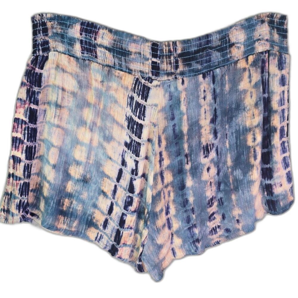 Natural Life Shorts Blue Pink Tie Dye M Rayon Boho Festival